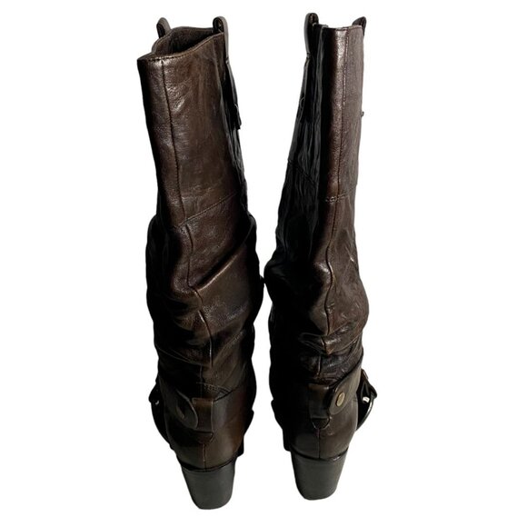 Arnold Churgin Women's Dark Brown Knee-High Slouchy Heel Boots - Picture 5 of 9